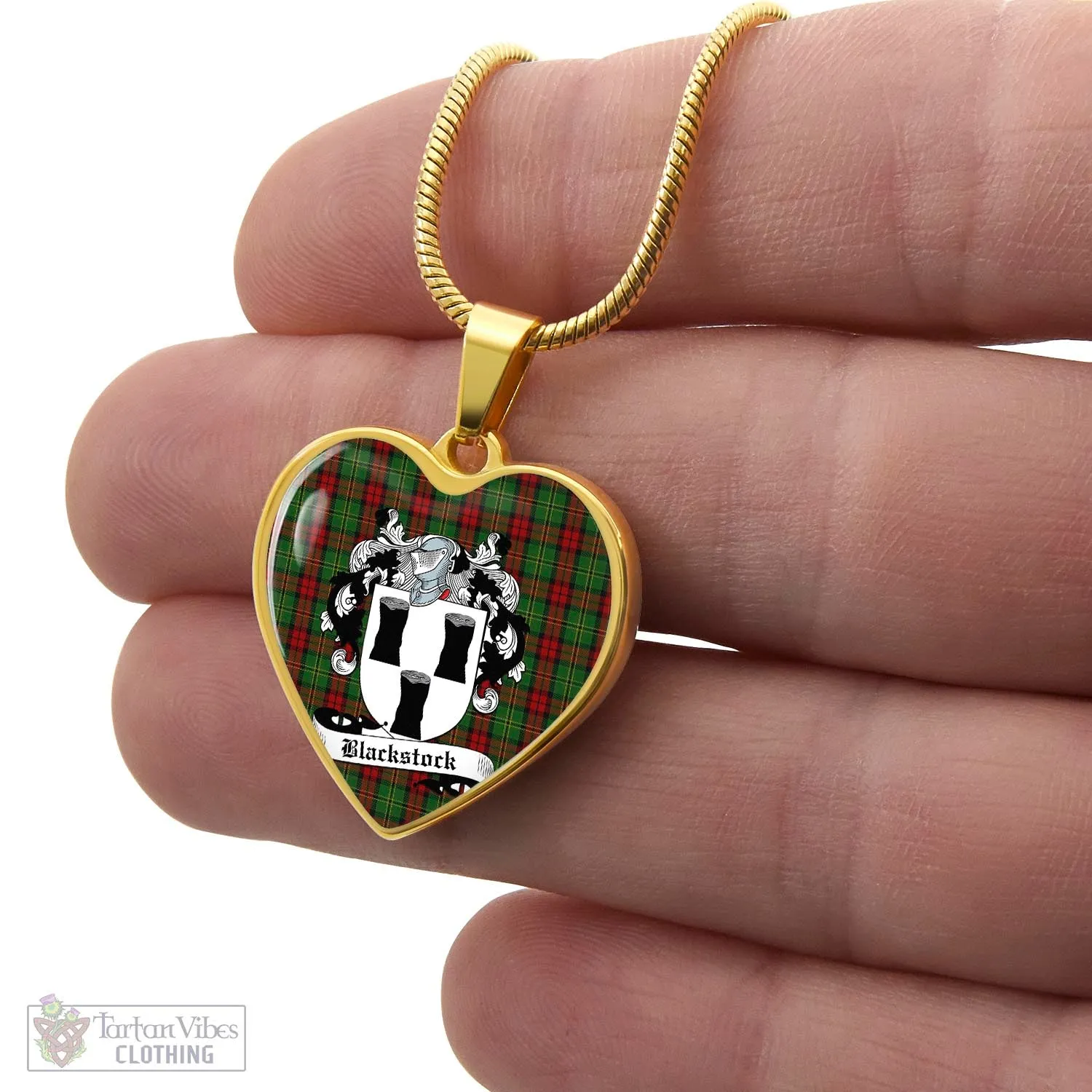 Blackstock Hunting Tartan Heart Necklace with Family Crest