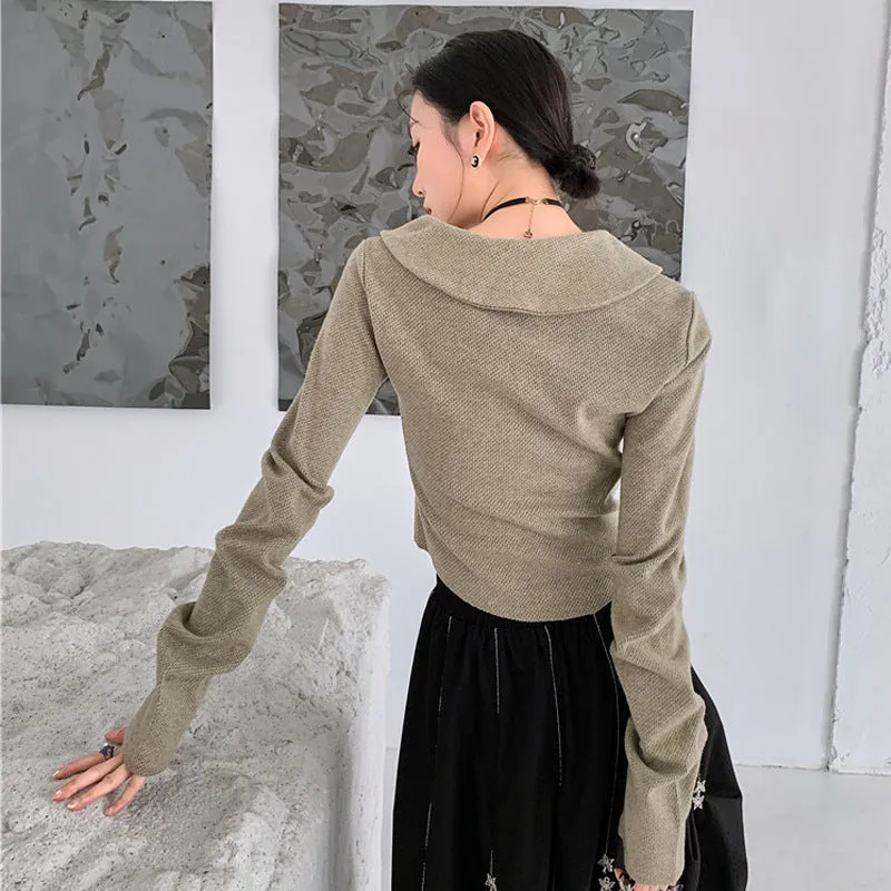 Bonnyshow frat outfits Niche Graffiti Short Coat Women's Long-Sleeved Irregular Printed Lace-up Retro Zipper Cardigan Top