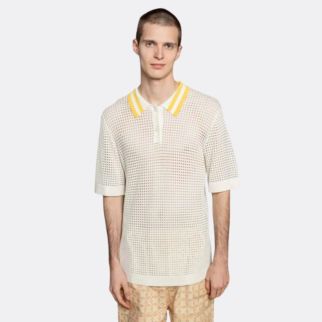 Sanoli Eyelet Polo Sweater (Off White)